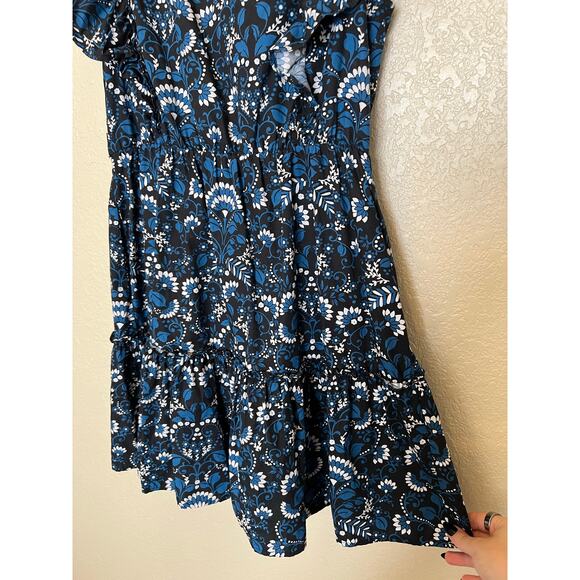 Sugarlips Etta Floral Ruffle Mini Dress Medium Blue Floral Mini Dress Paisley - Picture 9 of 9